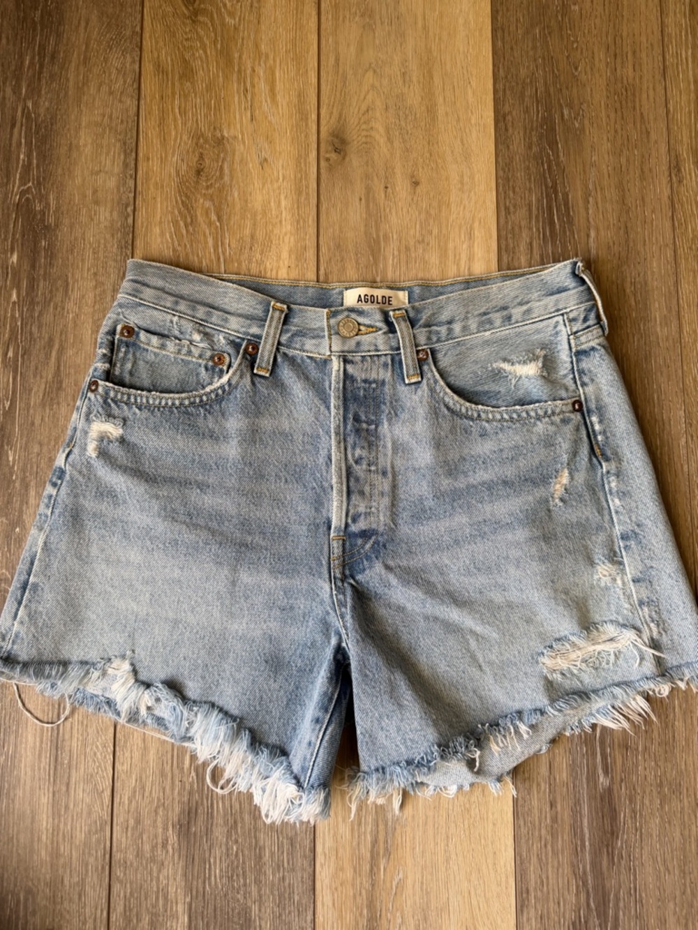 Agolde Parker Long Denim Shorts
